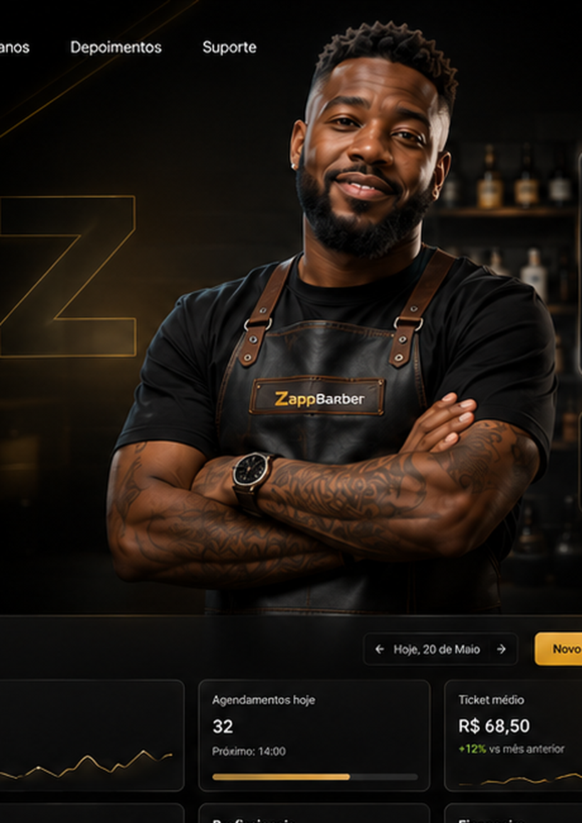 Barbeiro profissional usando o ZappBarber